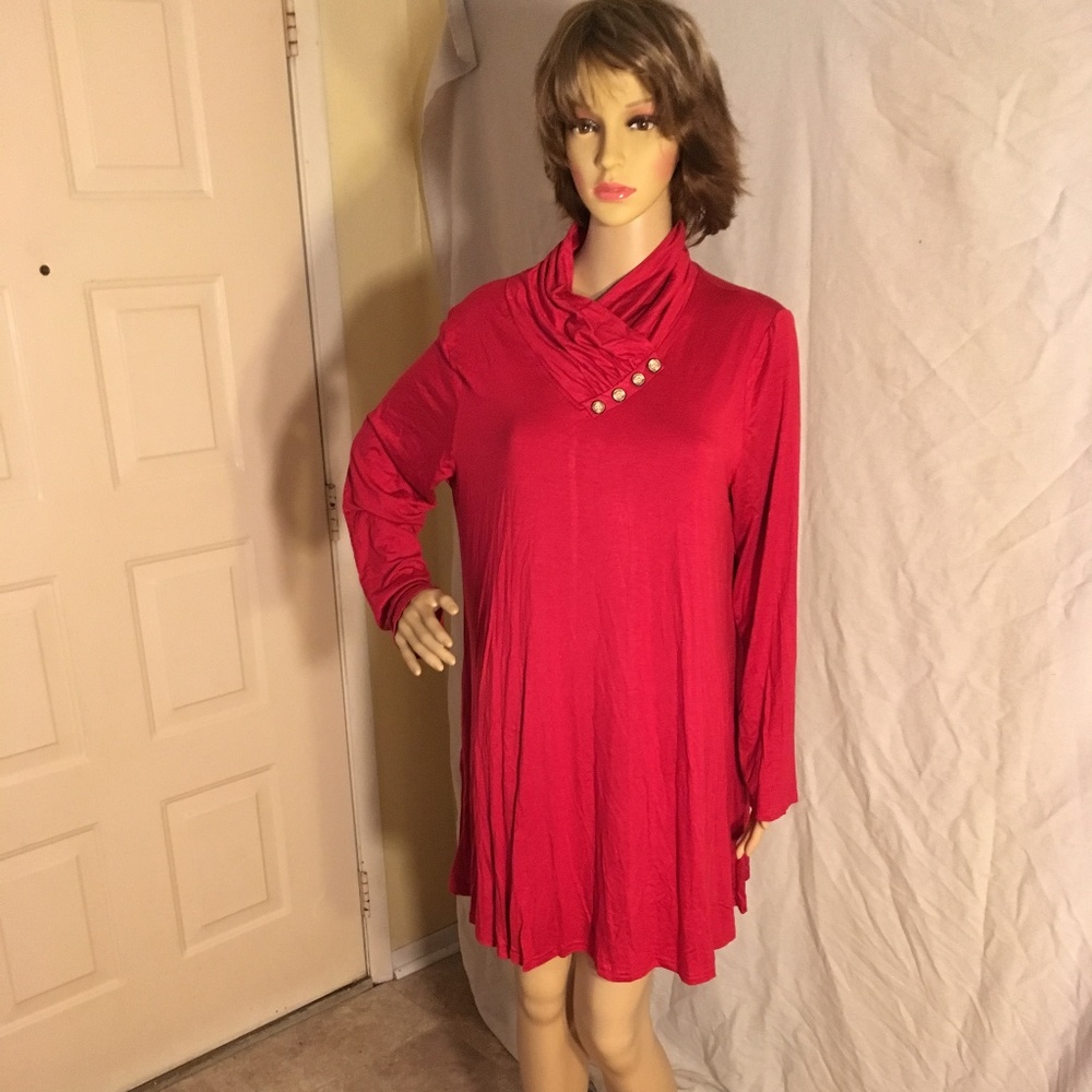 NIB Leo Rosi Michelle Button Tunic Red - Picture 2 of 6